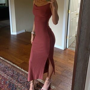 Hello Molly Midi Fall Dress - Rust / Orange